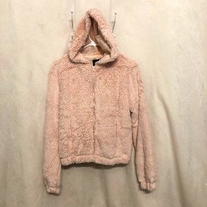 Pink  Hooded Sherpa Coat
